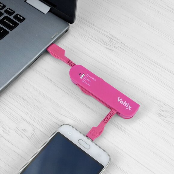All-in-1 Swiss Army USB Phone Charging Cable For iPhone iPad Samsung Pink - Picture 3 of 3